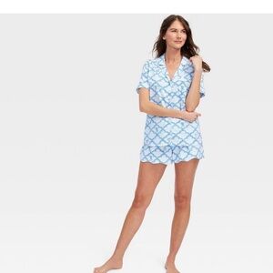 Roller Rabbit x Target Blue & White Scallop Short Pajama Set
